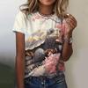 Летняя женская футболка свободного покроя с круглым вырезом и короткими рукавами с рисунком животных в виде 3D-принта