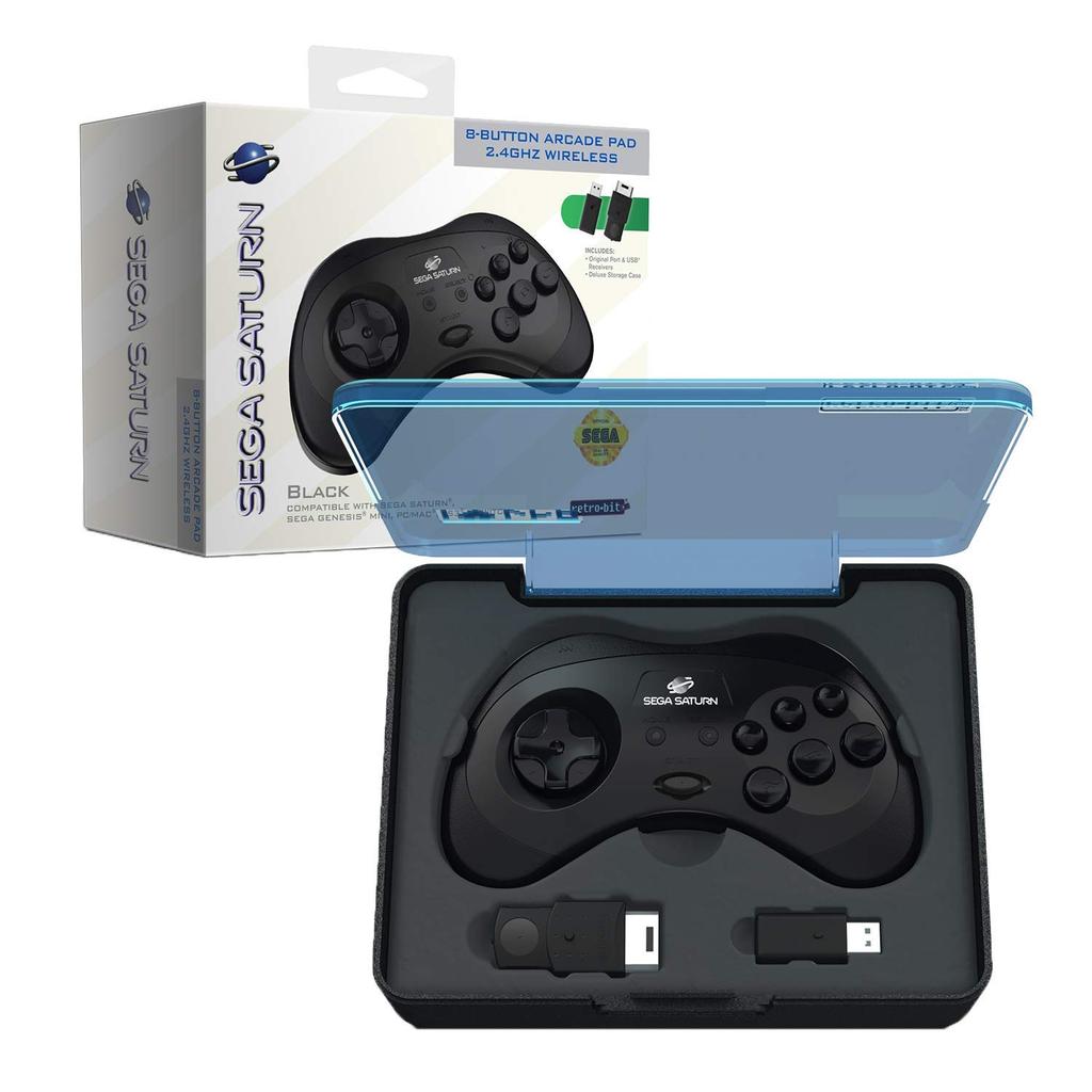 Официальный беспроводной контроллер Sega Saturn GHz для Sega Sega Genesis и Mac Включает 2 приемника и чехол для хранения Retro-Bit 2.4 Saturn, Mini, Switch,
