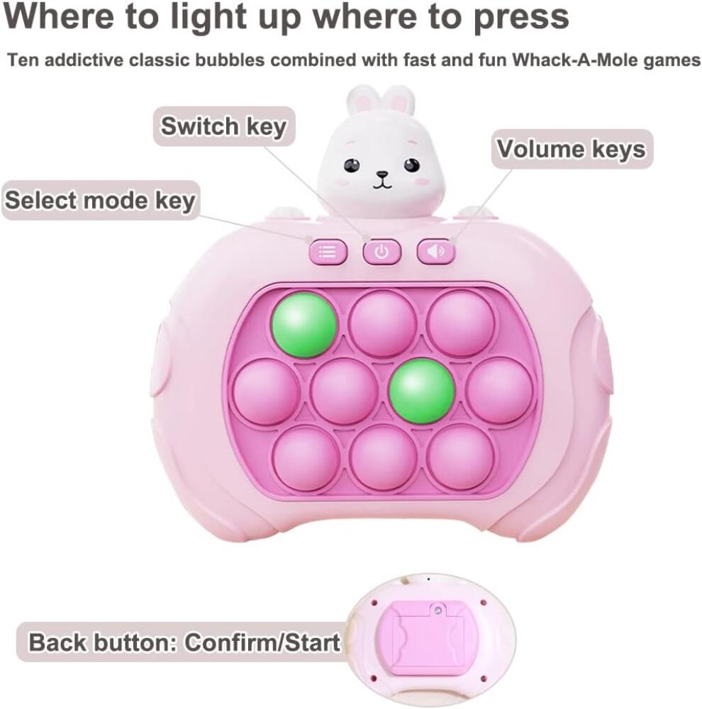 Quick Push Bubbles Game, Game Console Sensory Toys, Funny Whac-A-Mole Toys, Stress and Anxiety Relief Squeeze Toy for Adults and Kids