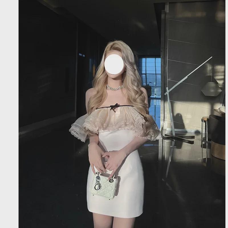 Розовое платье на одно плечо с оборками и тонкими бедрами для дня рождения