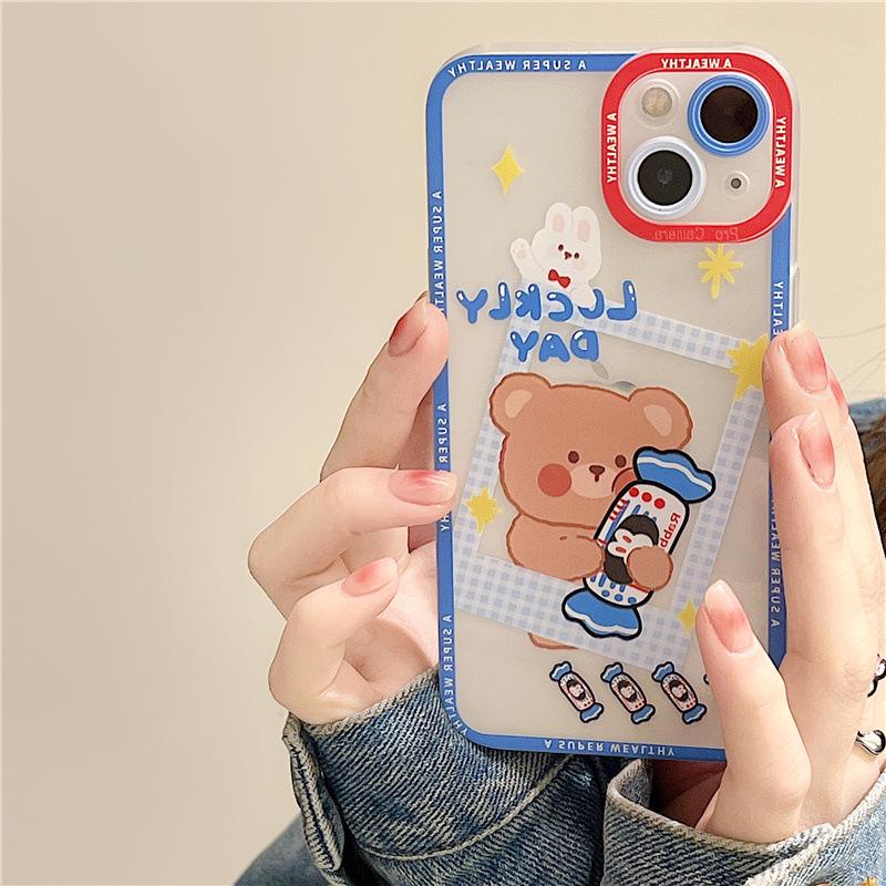 Совместим с iPhone 15 Pro Max — защитный силиконовый чехол с мультяшным принтом для iPhone 12–14, прозрачный и прочный.