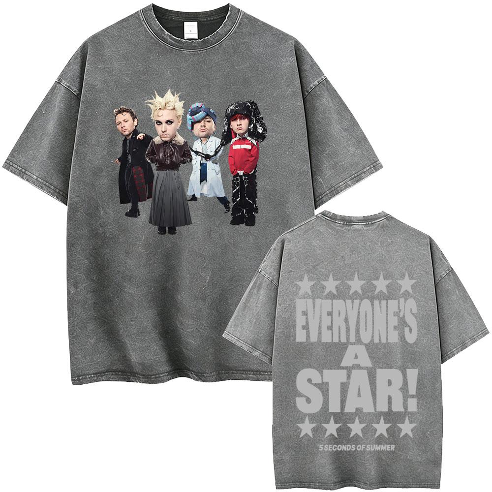 Washed Vintage 5 Seconds of Summer Everyones A Star World Tour 2026 Tshirt Men Women Clothing Pop Punk Rock Acid Wash T Shirts