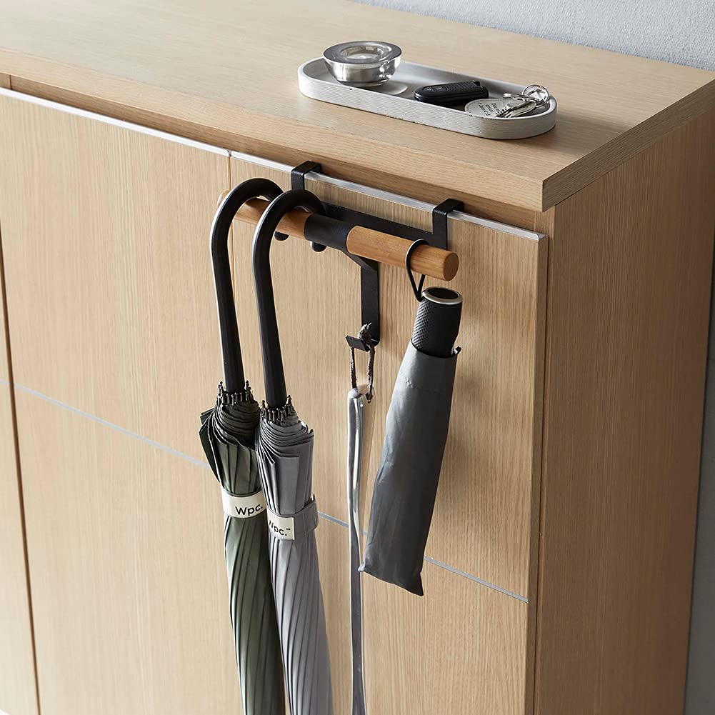 Yamazaki Shoe Cabinet Door Randoseru & Backpack Hanger, Brown, Approx. W26 X D9.5 X H16cm, Rin, Easy Installation, Simply Insert Into Door, 5240
