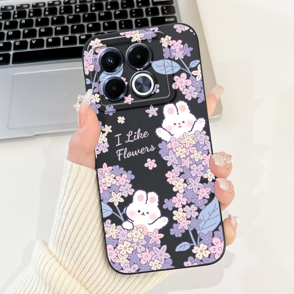 For Infinix Note 40 5G Case Cartoon Rabbit Flower Anti Slip Bumper Soft Silicone Cover For Infinix Note40 X6852 X6851 Phone Case