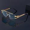 2025 Vintage Rimless Sunglasses Men Women Fashion Oversized Square Shades Eyewear New Double Bridge Gradient UV400 Sun Glasses