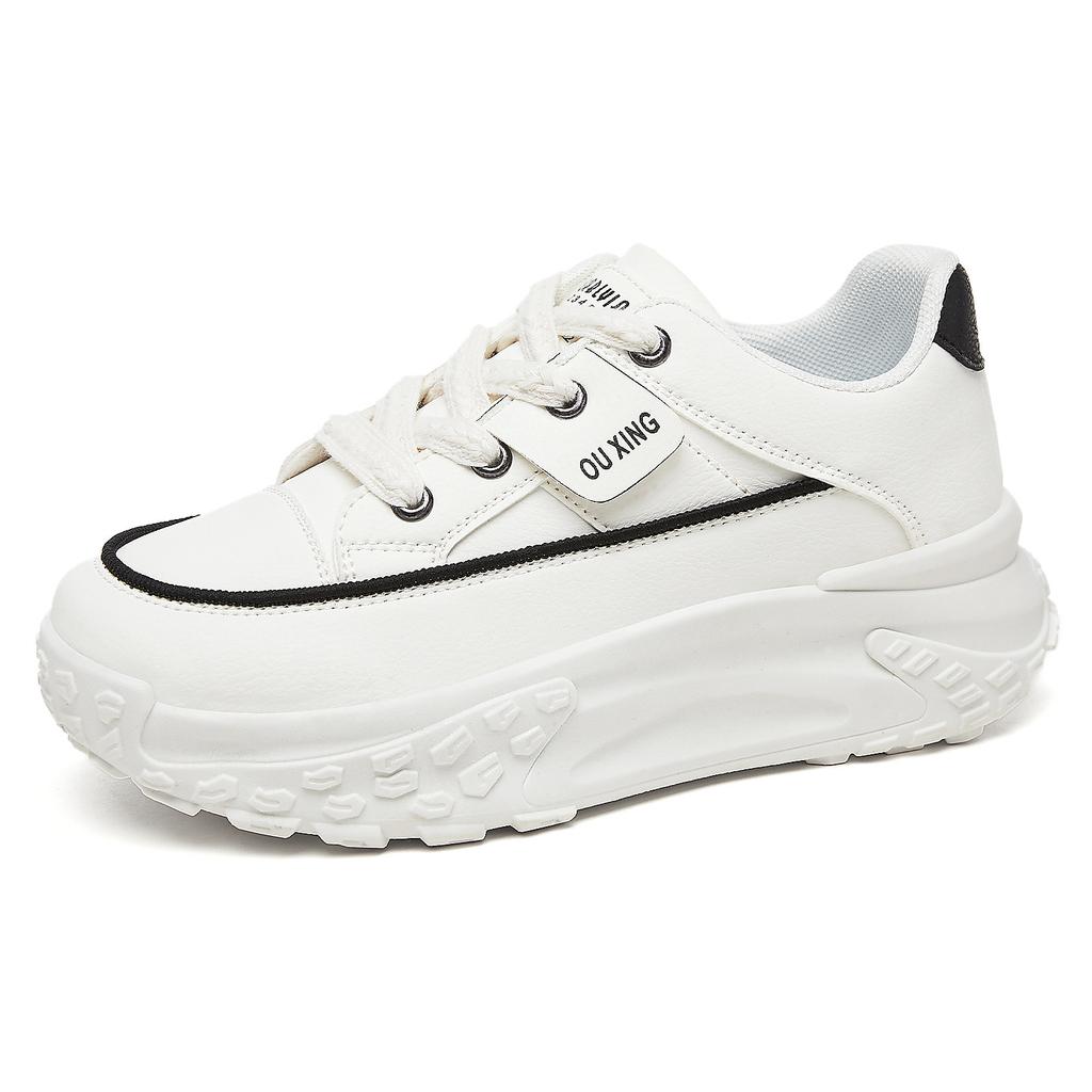 Fashion Spring White Platform Sneakers Women Shoes Anti-slip Leather Casual Shoes Thick Sole Ladies Shoes Height Increase Women Sneakers