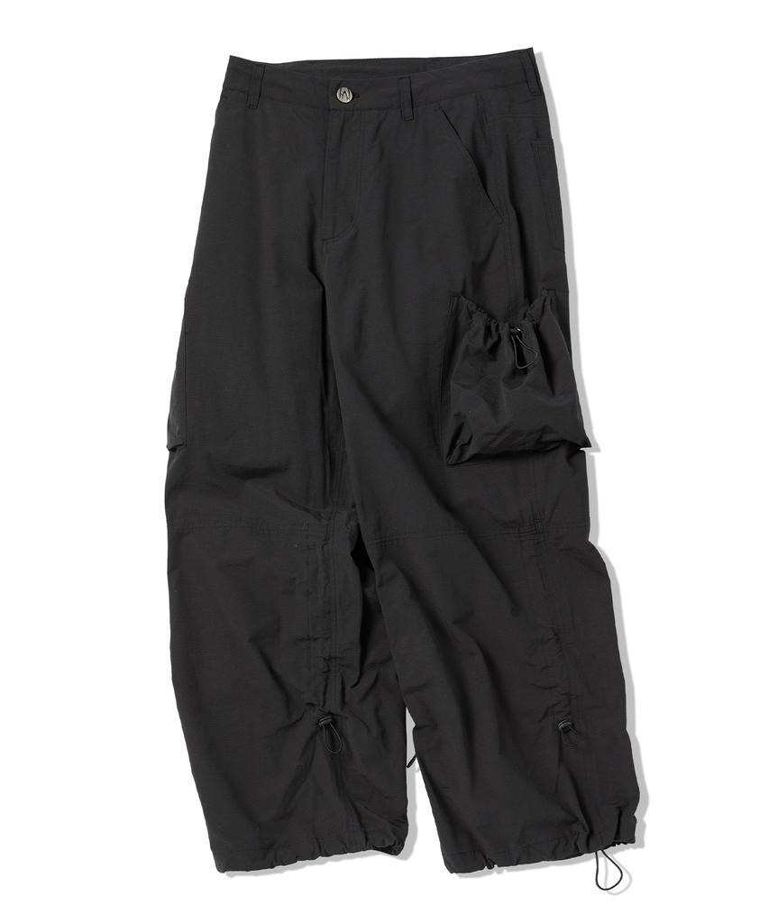 TRAVEL String Cargo Pocket Pants Black
