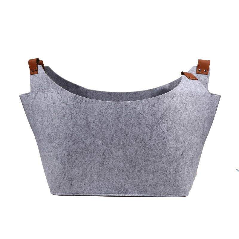 Felt Basket Firewood Box with Wooden Handles Foldable Firewood Basket Storage Basket for Firewood Wood Newspapers Clothes