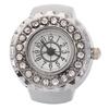 Finger Ring Watch Shining Rhinestone Decoration Quartz Ring Watch for WomenSilver