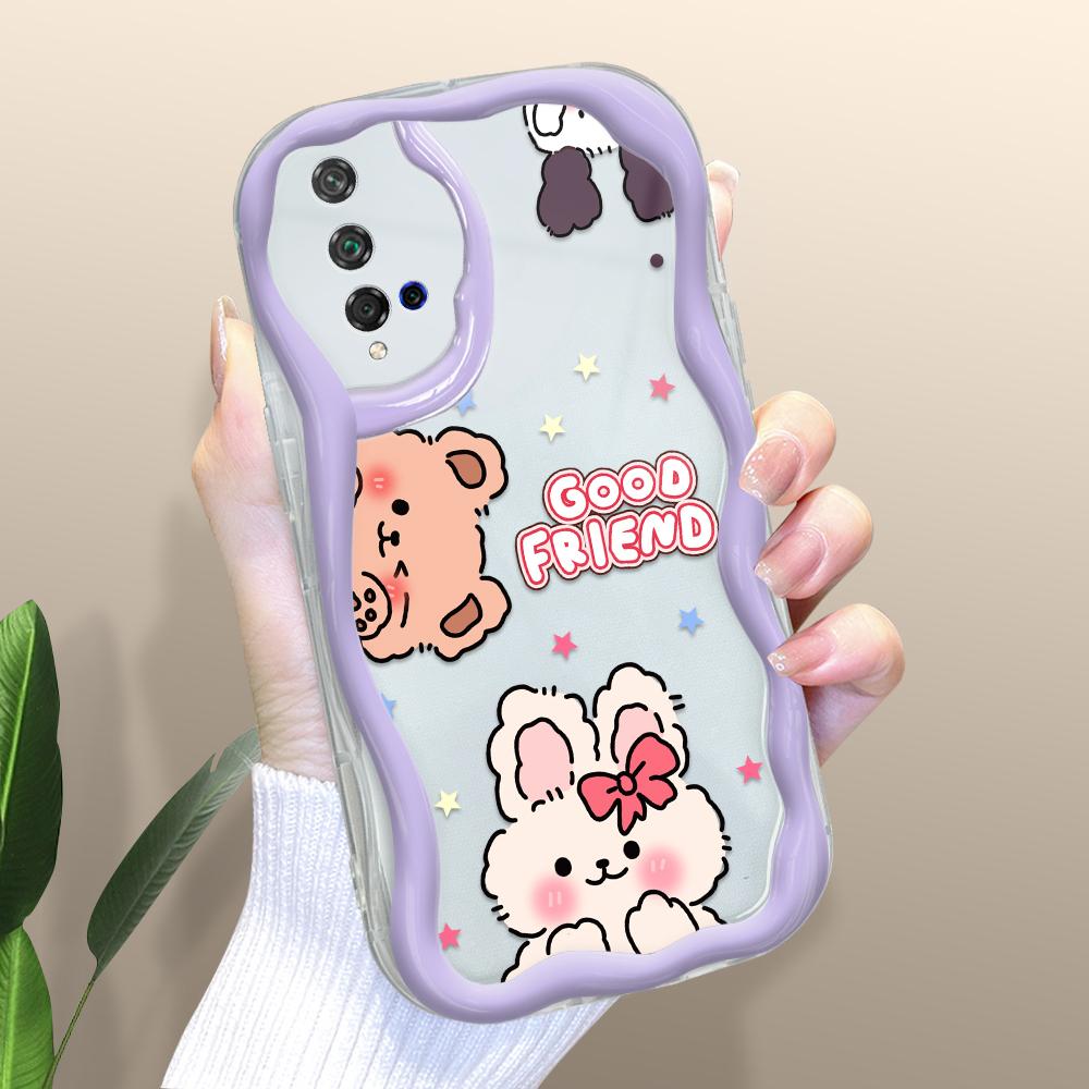 Cute Cartoon Pattern Cream Texture Casing Wavy Edge Soft Silicone Cover Phone Case for Huawei Honor Infinix Tecno iPhone