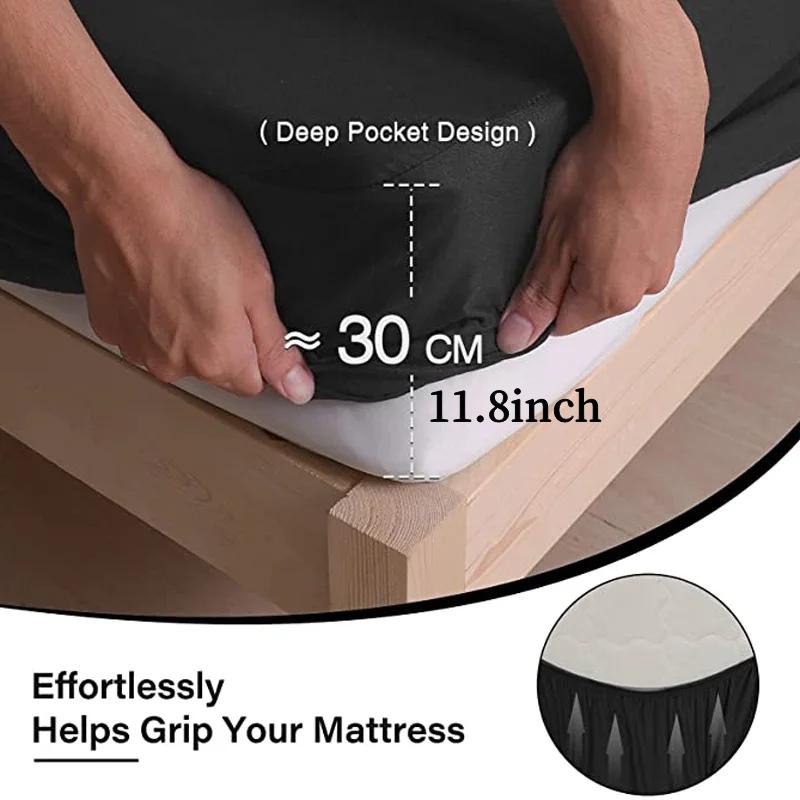 2025 Водонепроницаемый Наматрасник Простыня на резинке Матрас Покрывало Защитные Накладки Односпальный/Двуспальный/Кинг/Квинсайз Полный Размер Серый/Белый