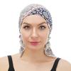 3PCS/LOT Muslim Women Elastic Print Turban Hat Pre-Tied Cancer Chemo Beanies Headwear Head Wrap Ruffle Ladies Hair Accessories
