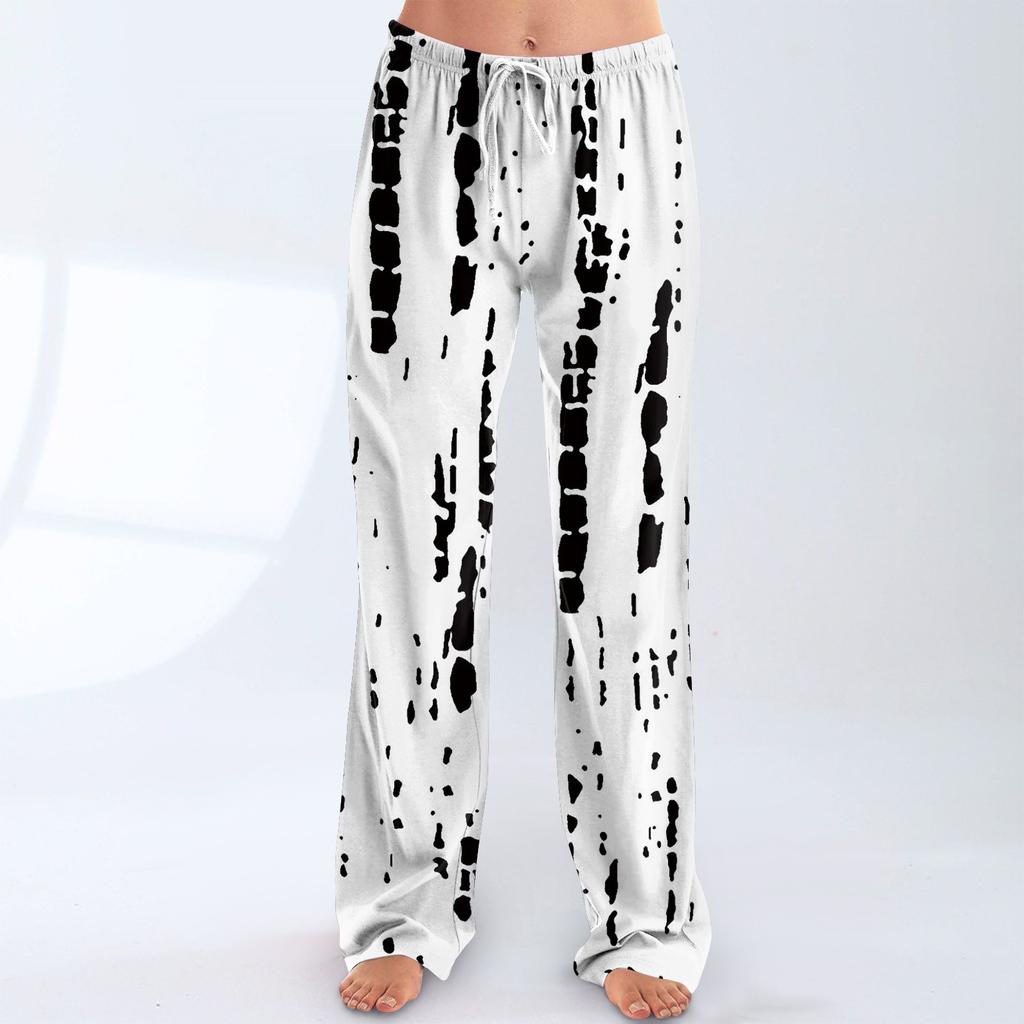 Женские пижамные штаны, одежда для сна, повседневные брюки с эластичной резинкой на талии, удобные прямые свободные брюки для йоги