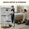 3-Tier Large Cat Cage Indoor, Detachable Metal Wire Kennel with Hammock, Platforms, Tray and Cushions for 1-2 Kittens