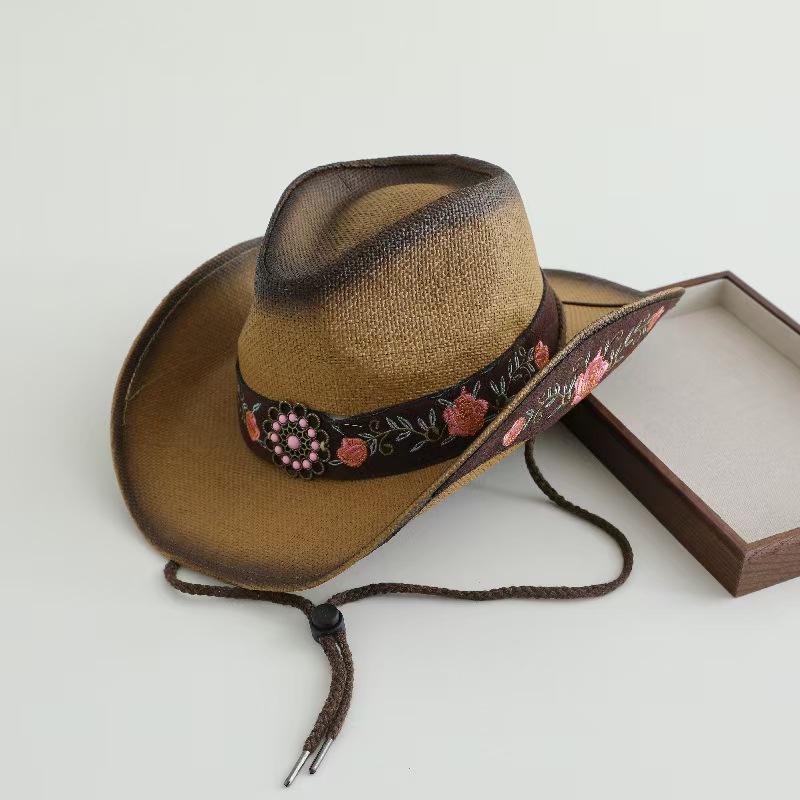 New Embroidery Accessories Straw Cowboy Hat For Women And Men – Western Sun Hat For Country Concert Rodeo And Cowgirl Outfit