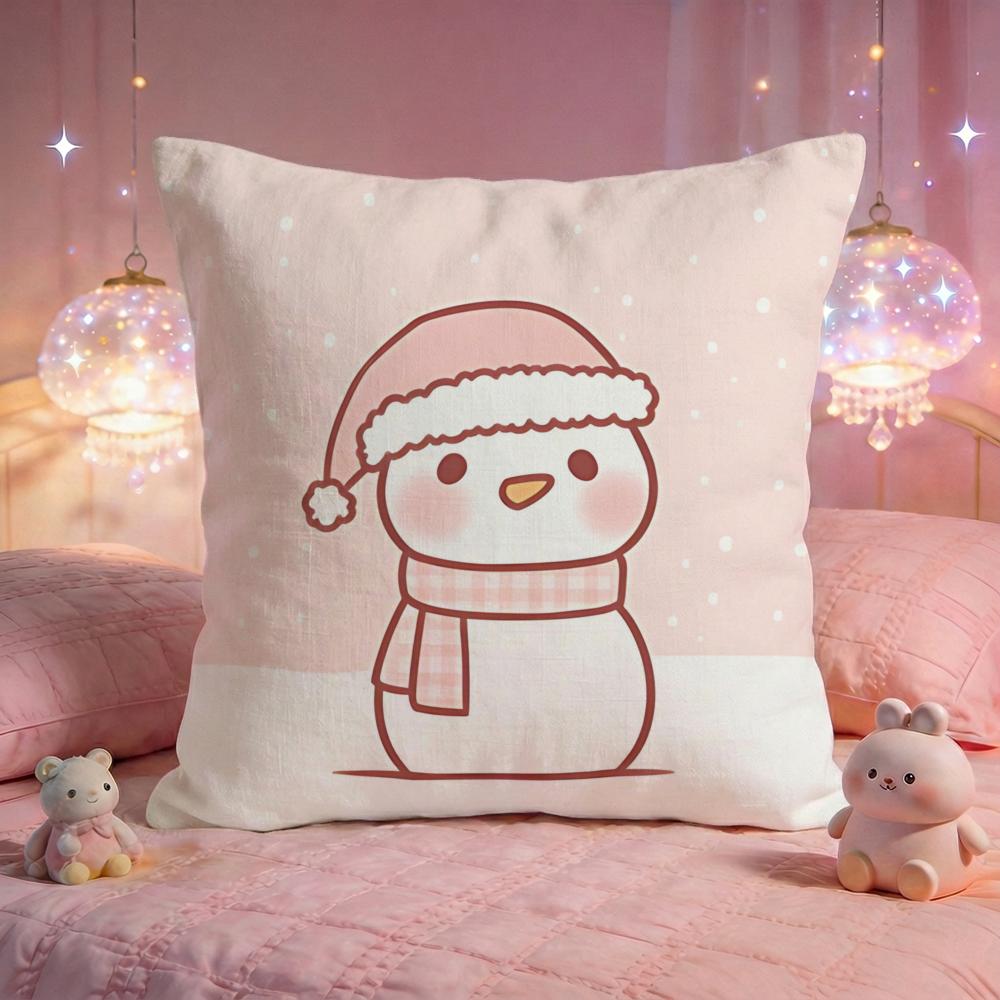 Cute Snowman Winter Cushion Cover Premium Comfort Reversible Pillow Cove Two in One Design for Any Room  Car Interior