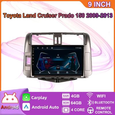 Android Carplay автомобильный радио мультимидиальный видеоплеер навигация GPS для Toyota Land Cruiser Prado 150 2009-2013 2din головное устройство 4 + 64 ГБ