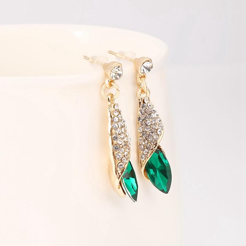 Luxury Fashion Dangle Earring Crystal Sets for Women Rhinestone Water Drop Earring