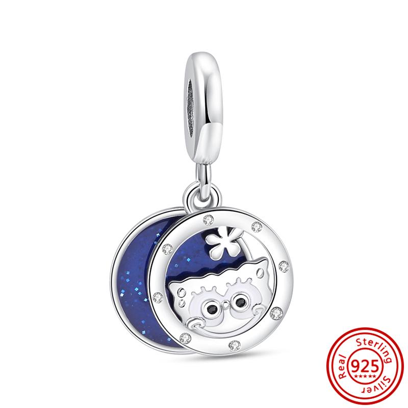 S925 серебро муранское синее стекло осьминог попугай хамелеон кактус кулон нежные бусины подходят оригинальные подвески браслет ювелирные изделия