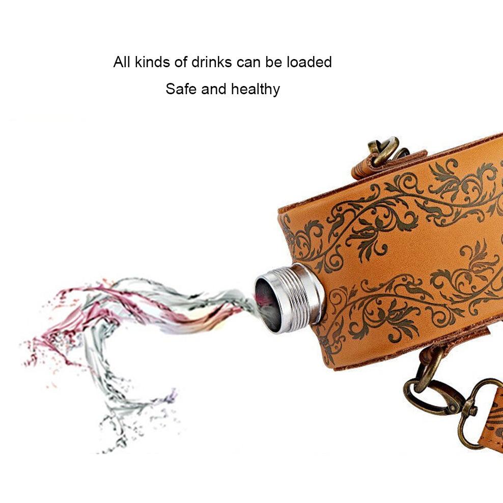 28 унций, русский маленький флягон, фляга из нержавеющей стали 304 с кожаным чехлом, Фляги для алкоголя, Портативная плоская бутылка для вина для улицы