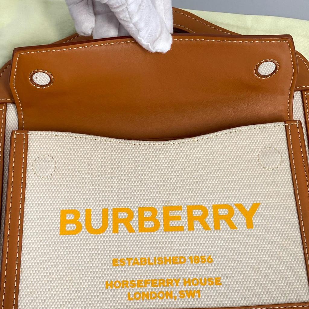 [Pre-Owned] Pocket Bag Two-Tone Canvas And Leather With Detachable Adjustable Shoulder Strap Mini Handbag - Excellent #1AVGVLJ