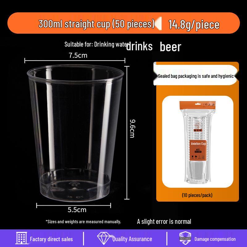 Disposable Transparent Food-Grade Plastic Cups, Thickened for Household & Reception Use