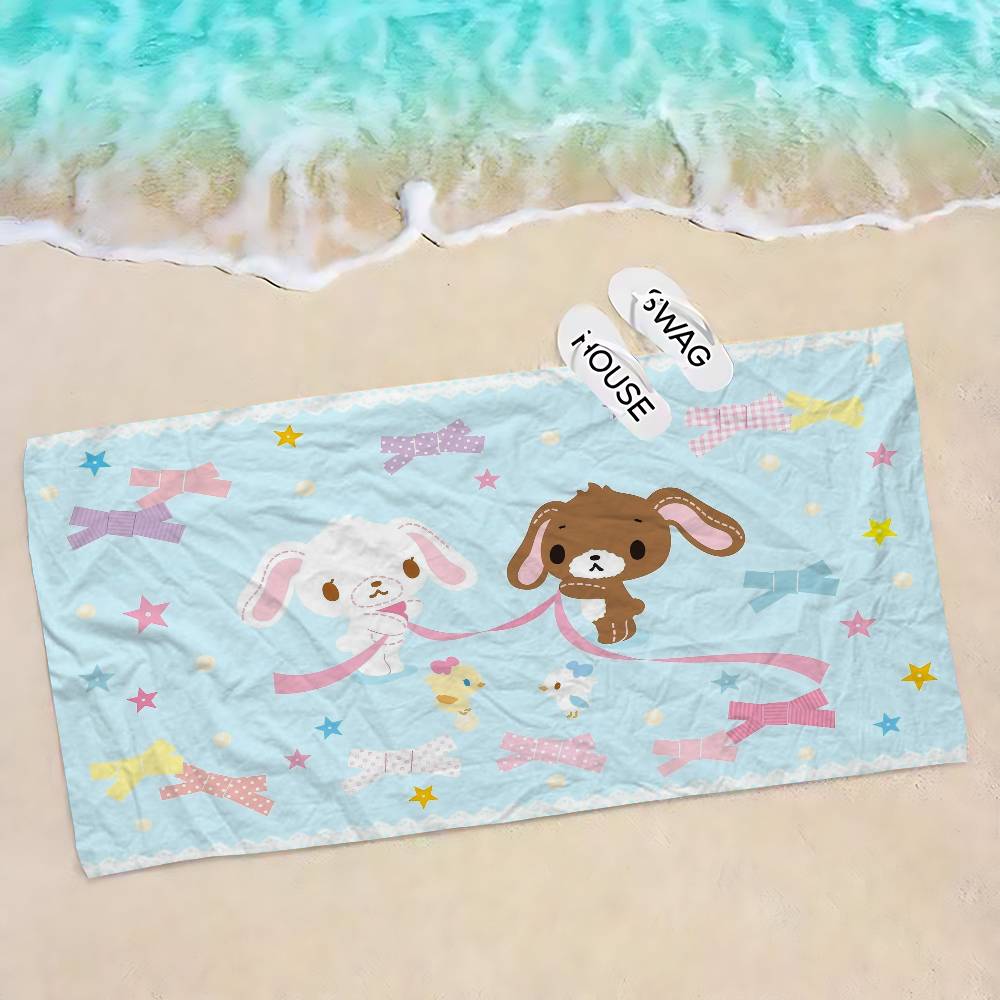S-Sugarbunnies Bath Towel Microfiber Soft Water Absorbing Breathable For Girl Kids Decorative Cartoon Beach Towel