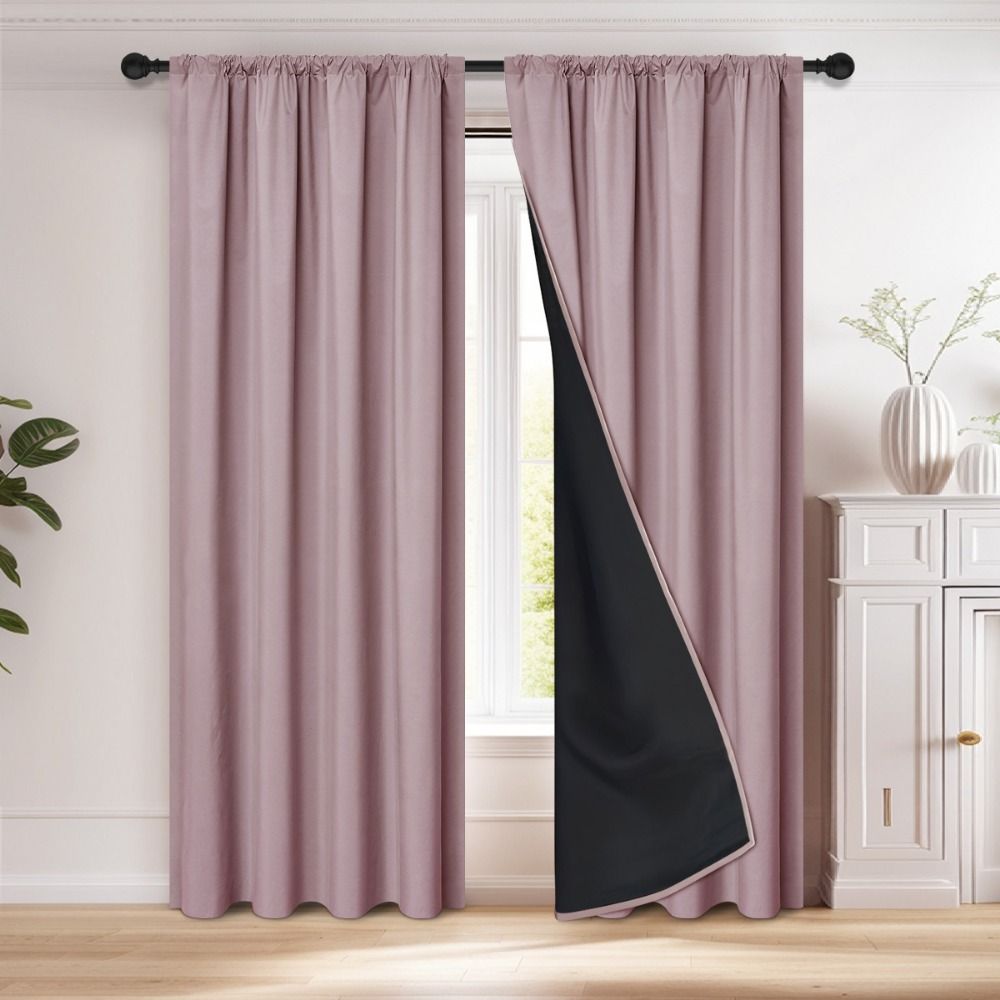 Coated Lining Blackout Curtain with Rod Pocket Curtains for Bedroom Window Curtain Kitchen