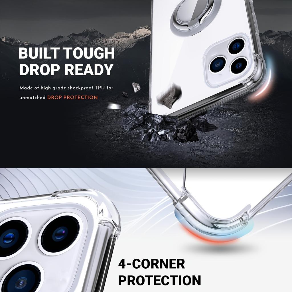 Shockproof Clear Soft TPU Case Cover with Reinforced Corners And a Ring Holder for Honor 400 200 Lite Pro