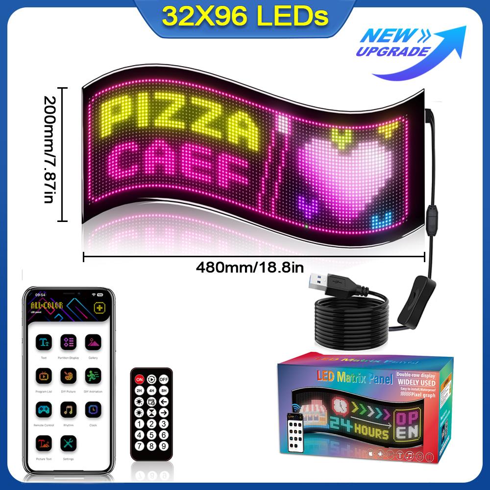 Программируемая светодиодная матричная панель, гибкий экран, отображение анимации, бегущая строка, управление через приложение для магазина, бара, вечеринки