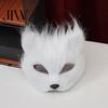 Breathable Halloween Face Mask Long Fur White Fox Half Mask, Masquerade Cosplay Furry Elegant Fairy for Ancient Style Photoshoot Party Performance
