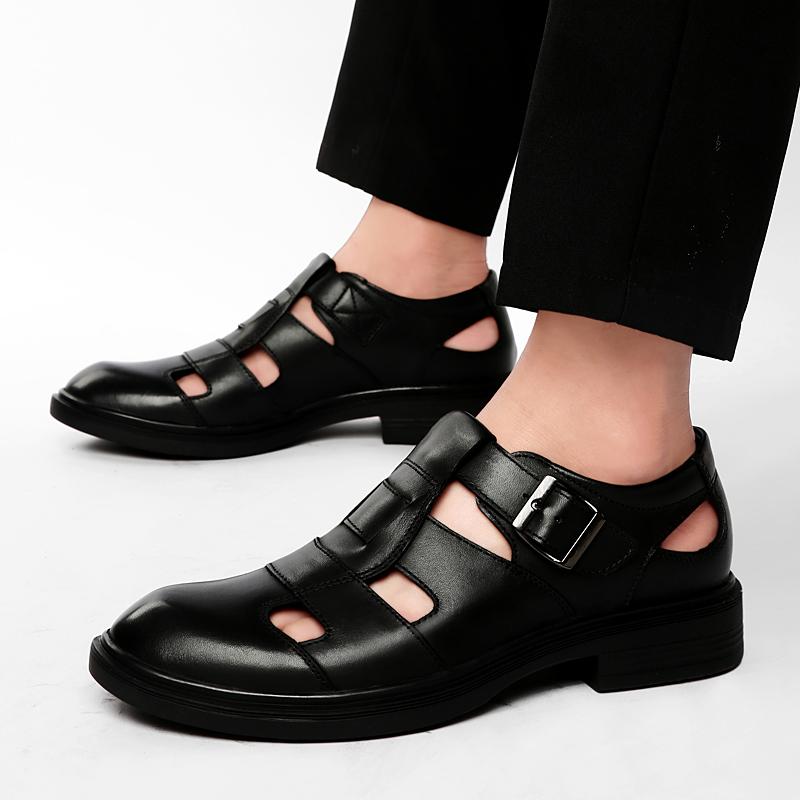 Мужские сандалии Повседневная обувь Новые трендовые стильные гладиаторские сандалии с открытым носком на платформе Пляжные сандалии на толстой подошве Черные большие размеры