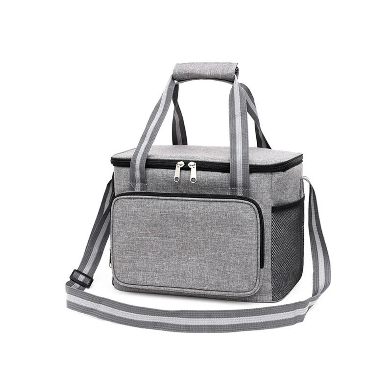 Gray 15L Portable Large Insulated Lunch Bag Shoulder Carry Outdoor Picnic Lunch Bag Waterproof Leak-proof Thickened Handheld