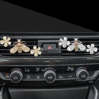 Пчела зажимы для автомобильного воздуховода Bling Flower зажимы для освежителя кондиционера автомобиля Стразы Кристалл Декор для автомобильного воздуховода Автомобильные аксессуары