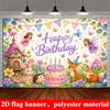 2D Flat Banner, Birthday Forest Backdrop, Cake, Forest Cabin, Butterflies, Forest Animals, Party Decor