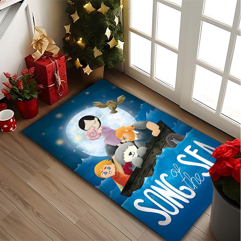 1pc General-purpose Rug, Song of Sea Poster Printed Area Rug, Comfortable Office Chair Carpet, Home Entrance Floor Mat