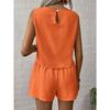 Ladies Solid Colour Sleeveless Vest Shorts Casual Fashion Two Piece Set