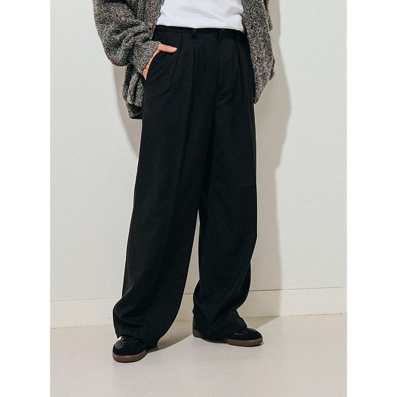 [Beams] Pants 2 Pleats Wide Slacks Men's BLACK L 11230581120