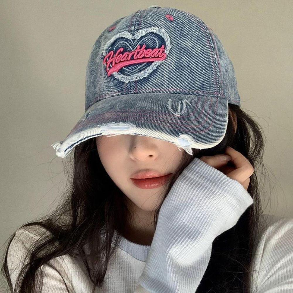 Винтажная бейсболка в корейском стиле Love Denim Snapback Cap Модные кепки с козырьком с надписью Уличная