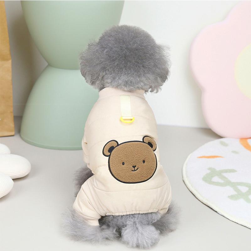 Winter Dog Coat Warm Cotton Padded Pet Jumpsuits for Small Medium Dogs Cats Soft Cute Bear Pattern Dog Jacket Puppy Clothing
