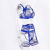 Bras & Bra Sets 5 Piece Bows Mesh Fishnet Sexy See Through Lingerie Set Women Black Blue Neon