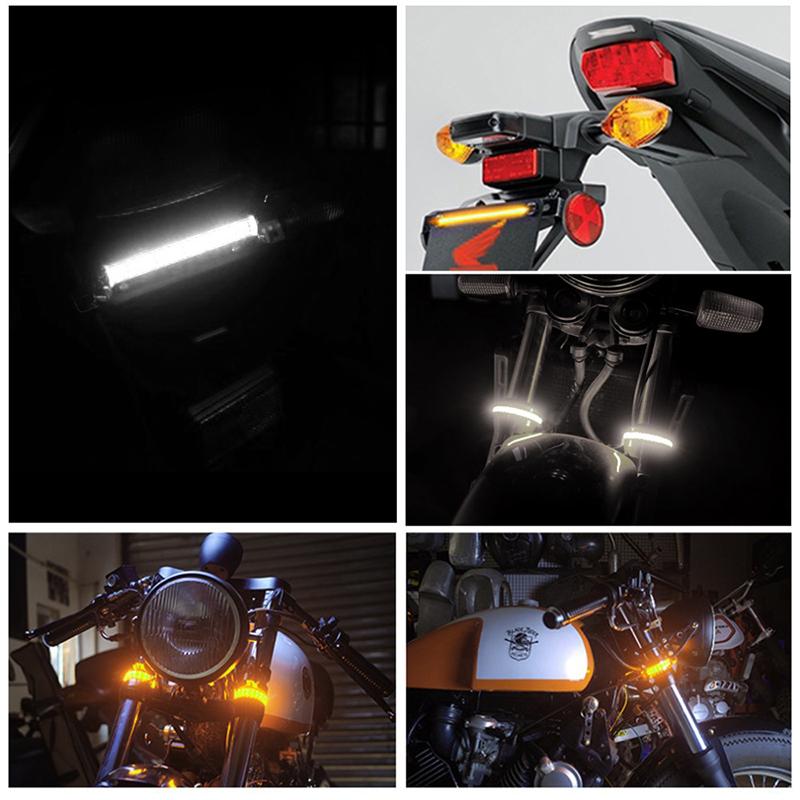 Motorcycle Turn Signal Light Strip LED IP68 Waterproof DRL Amber White Durable Moto Indicator Blinker Flasher Lamp Flashing