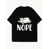 Cotton T Shirt White Sheep Cartoon Nope Print Casual Loose Fit Top For Women Daily Wear Street Style Outfit