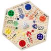 Original Marble Board Game Wooden Double Sided Fast Track Board Game with 24 Marbles for 6 Players