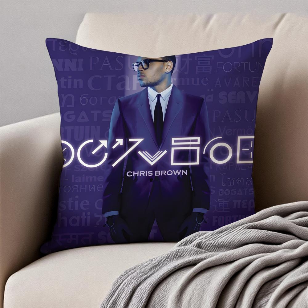 Album Cover CChris BBrown Cushion Cover Pillowcase Antidustmite Invisible Zipper Short Plush Sofa Cushion