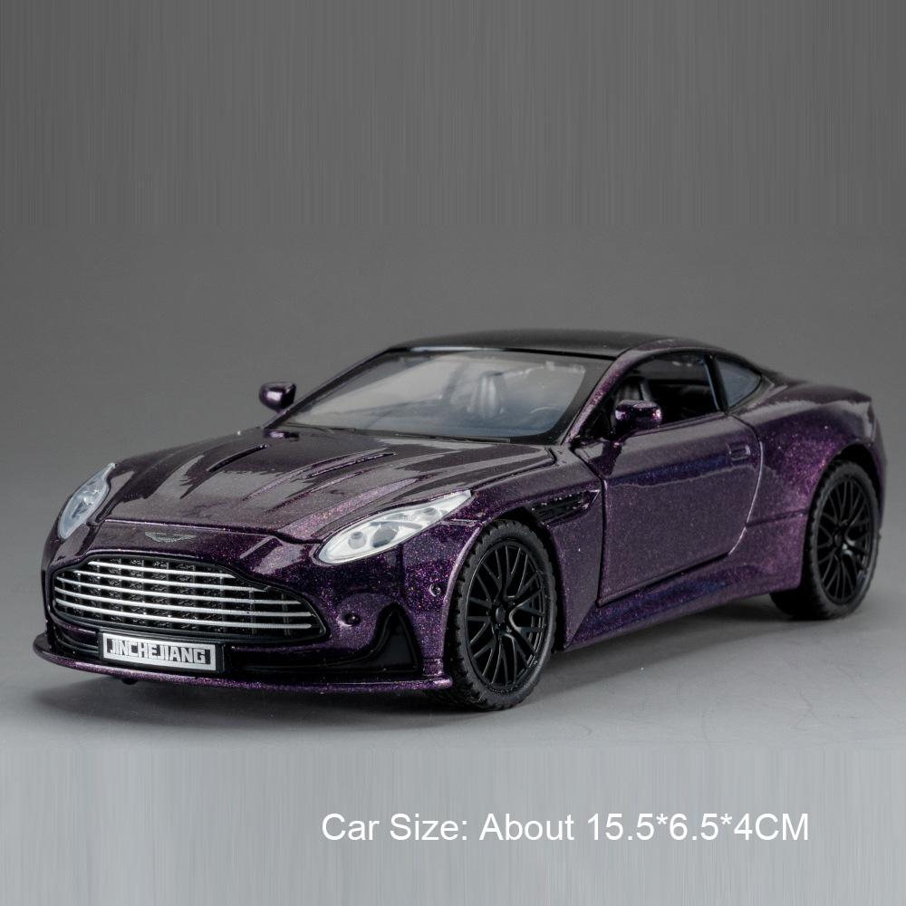 1:32 Scale Vulcan Safety Car DB12 Model Toy Metal Body Rubber Tires Sports Cars Models Sound Light Pull Back Toys Gift for Child