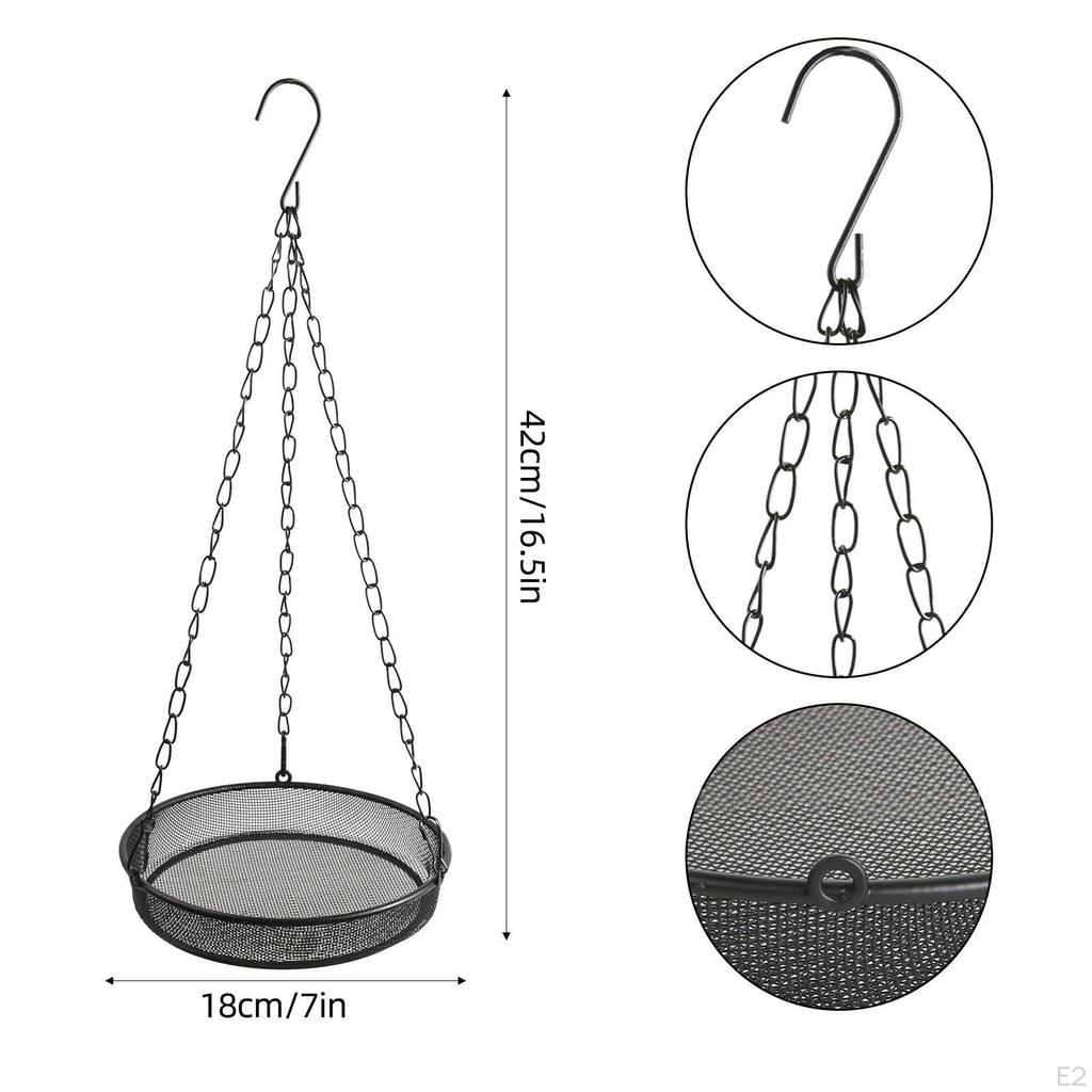 Hanging Bird Feeder Adjustable Chain Iron Waterprood Versatile Food Platform Metal Mesh for Balcony