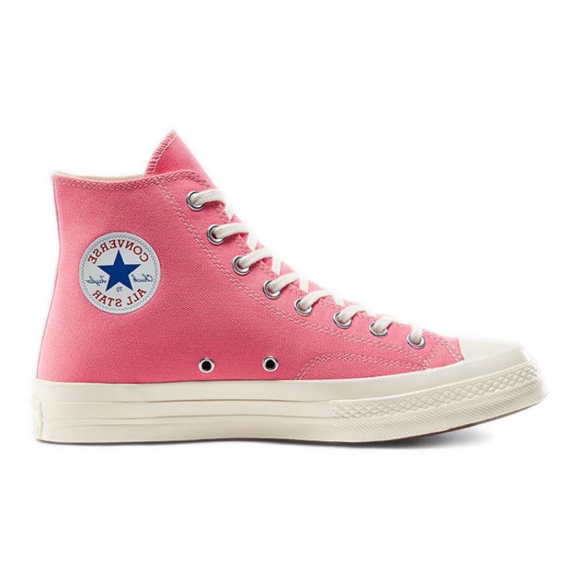 Converse Chuck 70 CDG PLAY x Converse Chuck Taylor All Star 1970s Высокие Удобные Повседневные Универсальные Высокие Канвас Унисекс Розовые