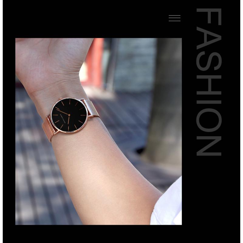 Japanese Movement 40mm Stainless Steel Braided Mesh Strap Men's Waterproof Simple Quartz Thin Durable Watch