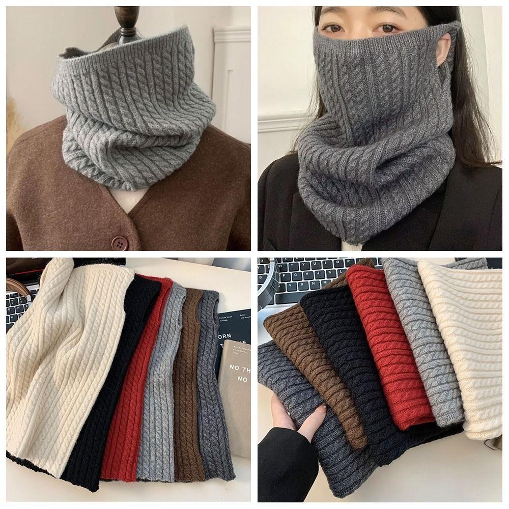 Korean Style Knitted Scarf Solid Color Pullover Wool Bib Retro Turtleneck Fake Collar  Student